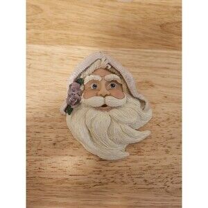 Santa Claus Face Head Christmas Ornament Resin  Vintage